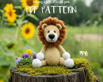 Lion Crochet Pattern, Animal Amigurumi Pattern, Animal Easy Crochet Tutorial, Artisan Craft, Gift for Birthdays, Included Stitch Guide