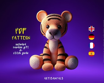 Tiger Crochet Pattern, Tiger Amigurumi Pattern, Anime Zebra Easy Crochet Tutorial, Artisan Craft, Gift for Birthdays, Included Stitch Guide