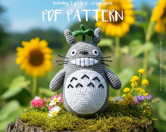 Totoro Crochet Pattern, Animal Amigurumi Pattern, Animal Easy Crochet Tutorial, Artisan Craft, Gift for Birthdays, Included Stitch Guide