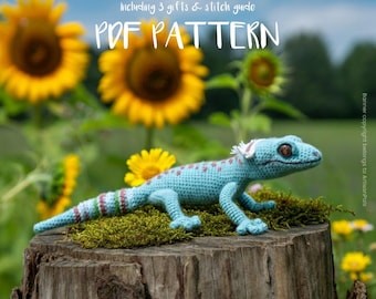 Gecko Crochet Pattern, Animal Amigurumi Pattern, Animal Easy Crochet Tutorial, Artisan Craft, Gift for Birthdays, Included Stitch Guide