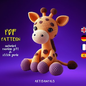 Giraffe Crochet Pattern, Giraffe Amigurumi Pattern, Animal Easy Crochet Tutorial, Artisan Craft, Gift for Birthdays, Included Stitch Guide