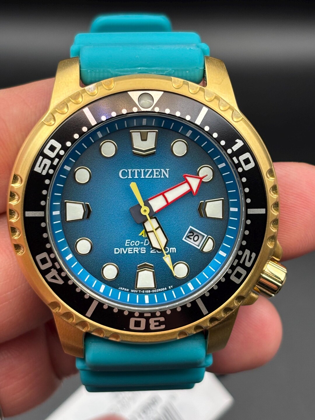 Gold Promaster Citizen BN0162-02X Mens Promaster Diver Eco-drive 200M Gold Tone ...
