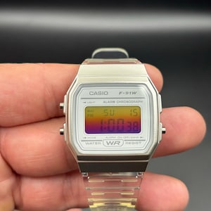 Casio F-91W Custom Sunset Filter Clear Strap Retro Digital Mod Watch