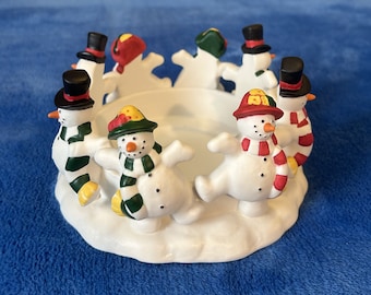 Frolicking Frostys   -  PartyLite China Candleholder