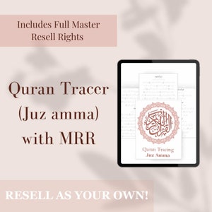 Quran tracer Master Resell rights, juz Amma writing Quran juz 30 sheet printable workbook Quran trace goodnotes islamic workbook. MRR
