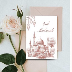 Cartões Eid Mubarak, Cartões Islâmicos para Imprimir Download Digital, Presentes Islâmicos, Cartões Digitais Eid Mubarak Minimalistas, Presentes Eid