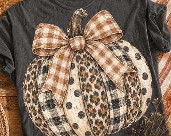 Leopard print pumpkin PNG, distressed polka dots pumpkin png, Trendy checkered fall design, Rustic fall png, autumn shirt design