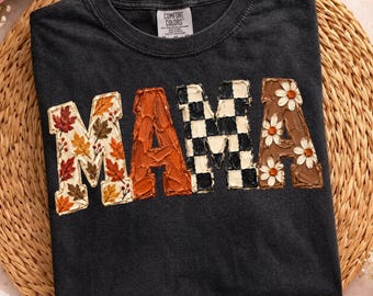 Fall Mama PNG, Pumpkin Season Digital Download, Neutral Fall Shirt, Sublimation and DTF, Mom Floral Boho Design, Trendy Autumn Shirt
