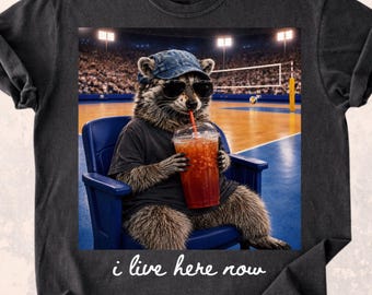 Raccoon Drinking Loaded Tea PNG, Loaded Tea Raccoon PNG, Funny Sarcastic Raccoon Volleyball mom, Travel Volleyball,Volleyball Tournament