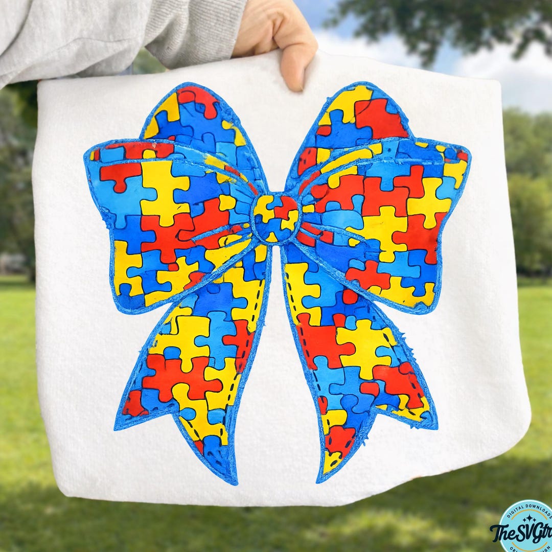 Autism Awareness Coquette Bow SVG PNG, Autism Puzzle Bow Shirt Design ...