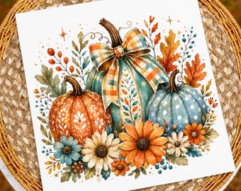 Floral Fall Pumpkin Png, Preppy Pumpkin Coquette Png, Glitter Pumpkin Png, Boho Autumn Flowers Png, Brushstroke Pumpkin Spice Png