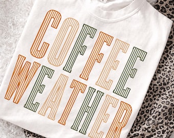 Coffee Weather Seersucker Stripes Fall Png Printable Design INSTANT DOWNLOAD