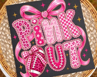 Coquette Lace Football Pink Out PNG, Breast Cancer Awareness Preppy Ribbon Cheer Football Mom Png, Girly Game Day png, Tackle Cancer Png