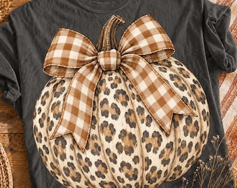 Leopard print pumpkin PNG, distressed autumn png, Trendy fall design, Rustic fall png, autumn shirt design