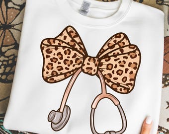 Leopard Print Stethoscope PNG, Nurse Gift Design (Digital Download)