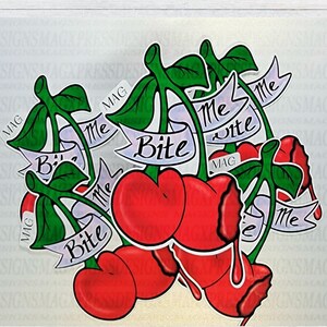 Bite Me Sticker | Cherries Sticker | Diecut Sticker | Weatherproof Stickers