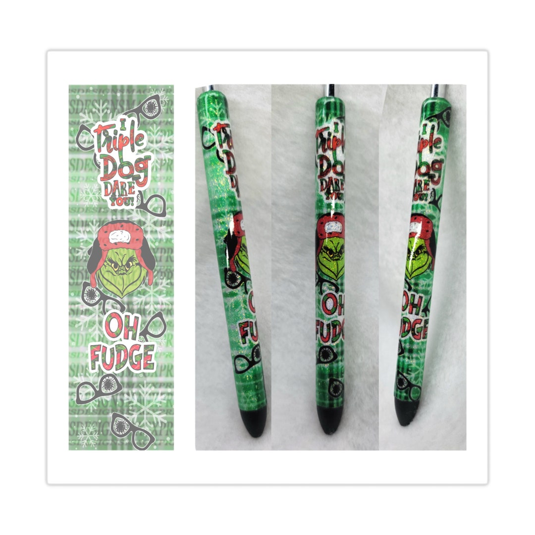 Grinch Pen Christmas Story Inspired Holiday Pen Custom Glitter Pens