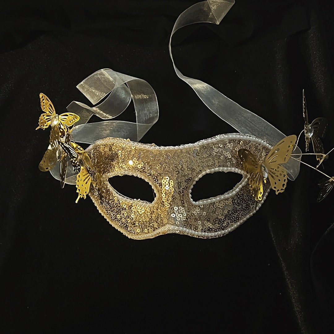 Golden Butterfly Sequin Mask Half Face Costume Mask Adult Eye Mask Prom