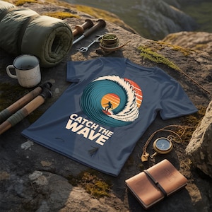 Catch the Wave Surf T-Shirt | Retro Surfing Graphic Tee | Beach Vibes Summer Shirt | Surfer Gift Tee for Men & Women