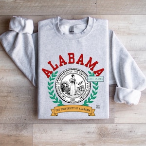 Alabama Crest Gildan or Comfort Color Sweatshirt | Roll Tide Crewneck | Vintage College Sweatshirt | Alabama Crimson Tide Fan Pullover