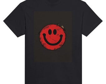 Heavyweight Unisex 'Red Smiley' Crewneck T-shirt