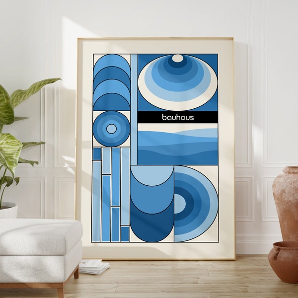 Bauhaus Poster, Abstrakter Bauhaus Print, Geometrischer Kunstdruck, Poster Wohnzimmer, Bauhaus Wandbild, Ausstellungsposter, Bauhausplakat