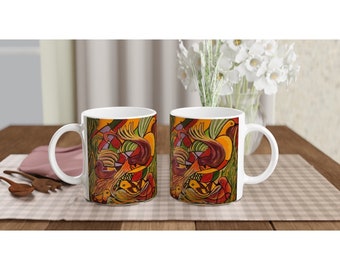 White Ceramic Mug | Original Art Mug | 11oz Ceramic Mug