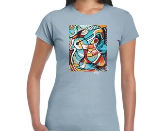 Classic Womens Crewneck T-shirt with art print from Alj-Art.dk