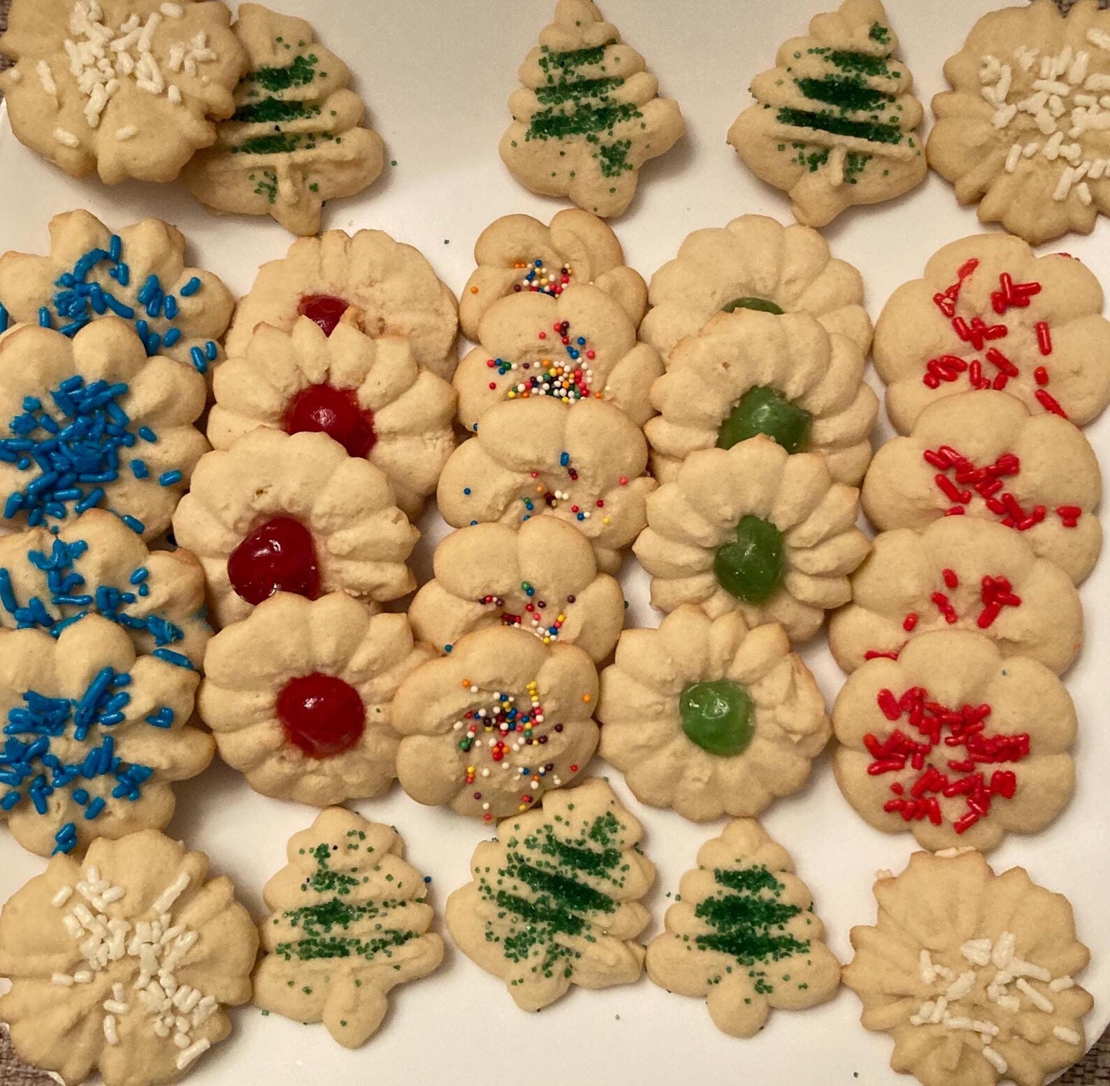 Assorted Spritz Butter Christmas Cookies Holiday Bite Size Cookies 1lb