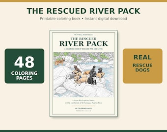 Rescue Dog Coloring Book PDF | 48 Printable Pit Bull & Sato Pages | Digital Download