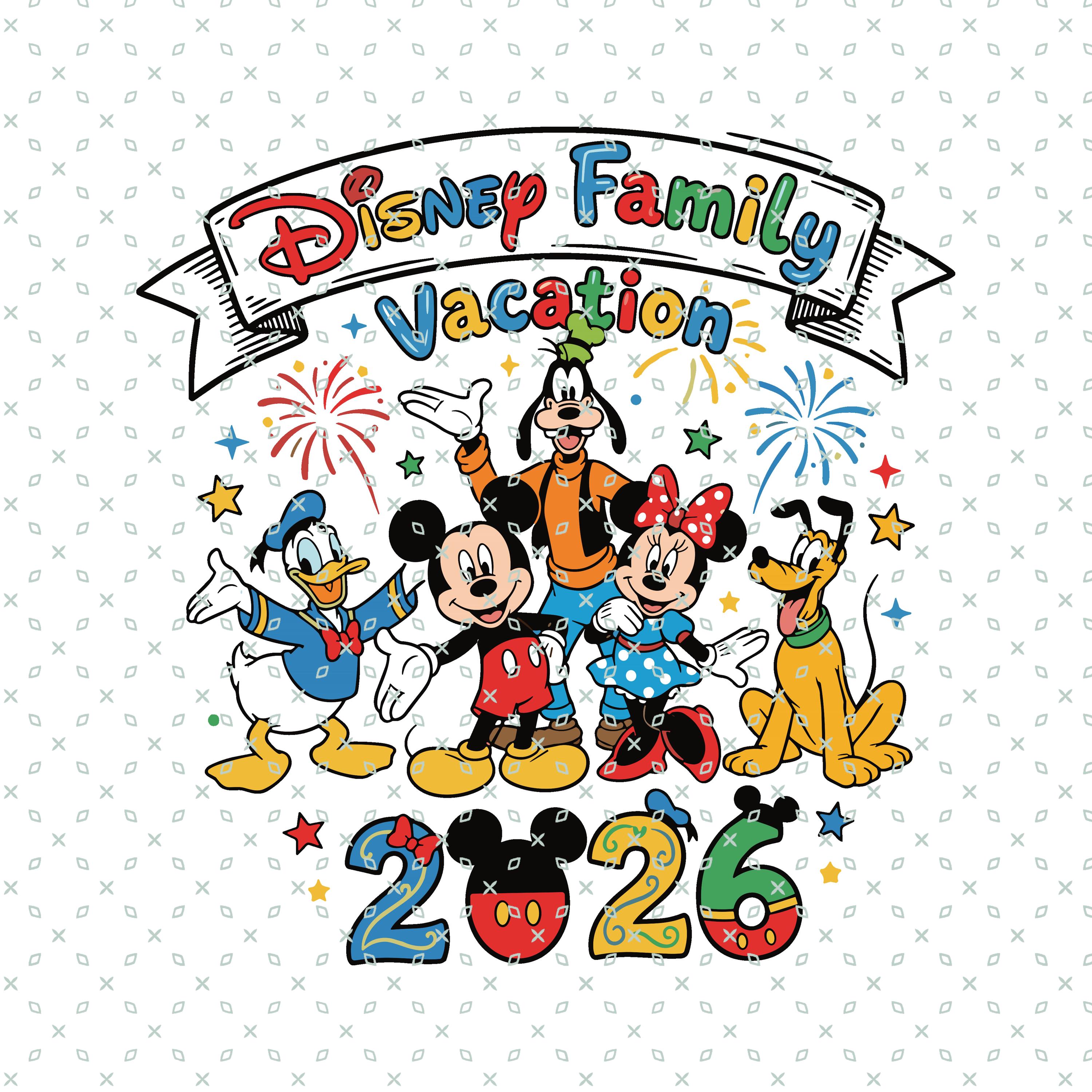 Mickey and Friends Family Vacation 2026 PNG SVG, Family Matching