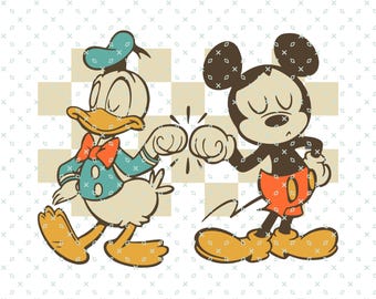 Retro Mickey and Donald Png, Mickey and Donald Best Friends, Family Vacation Png, Family Trip Png, Vacay Mode Png, Mickey Png, Magic Kingdom