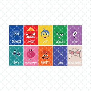 Inside Out 2 PNG SVG, Inside Out 2 Anger, Joy, Disgust, Sadness, Fear, Ennui, Envy, Embarrassment, Anxiety, Nostalgia, Faces, Multiple File