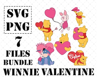 Winnie the Pooh, Pooh and Friends Valentine&#39;s Day, Winnie Pooh Bee Mine Svg, Winnie Heart Svg, Valentines Day Svg, Winnie the Pooh Svg Png