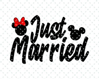 Mickey and Minnie Just Married Png, Matching Couple, Matching Tees, Bundle Family Vacation, Family Squad, Magical Kingdom, Instant Download