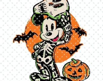 Mickey Halloween Skeleton Svg Png, Digital Download, Spooky Costume Print, Shirt Sticker Mug File