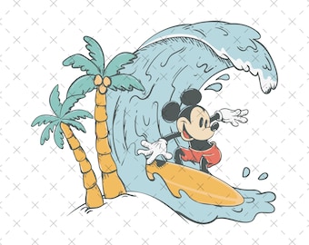 Mickey Mouse Surfing, Mickey Mouse Retro Surf, Magic Kingdom, Family Trip, Custom Family Theme Park Trip, Mouse Summer, Digital Download