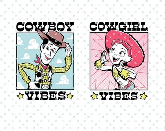 Toy Story Cowboy Vibes, Toy Story Cowgirl Vibes, Bundle Cowboy Cowgirl Retro Toy Story, Vintage Toy Story Woody Jessie, Digital Download