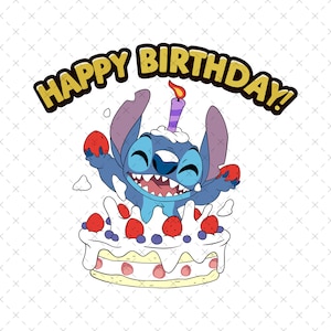 Happy Birthday Stitch PNG, Birthday Stitch SVG, Birthday Lilo and Stitch SVG, Cute Stitch Svg, Stitch Clipart Png, Stitch Svg File