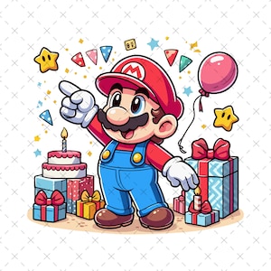 Super Mario Birthday PNG, Super Mario Birthday Boy SVG, Super Mario Birthday Party, Cute Mario Svg, Super Mario Birthday Invitation