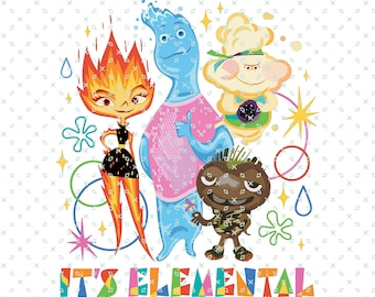 Grupo de personajes elementales Its Elemental, Elemental Png, Elemental, Imagen elemental, Película elemental, Its Elemental Ember Lumen Brook Ripple