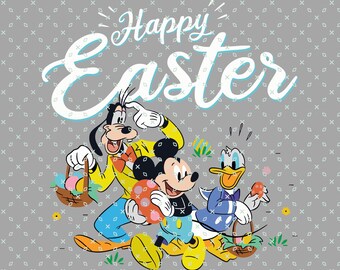 Mouse Friends Happy Easter Png, Easter Mouse Ears Png, Easter Theme Mouse Png, Mouse Friends Rabbit Png, Retro Easter Mouse Friends Png