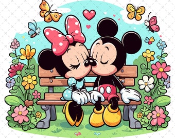 San Valentín, Minnie y Mickey Mouse, Impresión, Diseño en Sublimación, Ilustración Digital, Descarga Instantánea