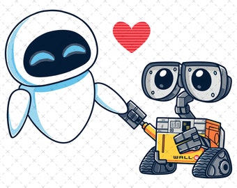 Wall-e and Darling SVG, Valentine&#39;s Day SVG, February 14th Customize Gift Svg, Vinyl Cut File, Svg, Pdf, Png, Ai Printable Design Files