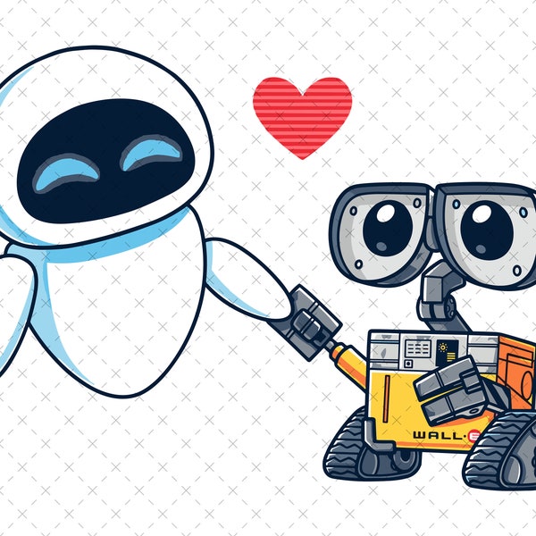 Wall-e and Darling SVG, Valentine's Day SVG, February 14th Customize Gift Svg, Vinyl Cut File, Svg, Pdf, Png, Ai Printable Design Files