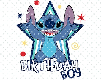 Stitch Birthday Boy Png, Happy Birthday Stitch Png, Birthday Lilo and Stitch Png, Cute Stitch Png, Stitch Clipart Png, Stitch Birthday Png