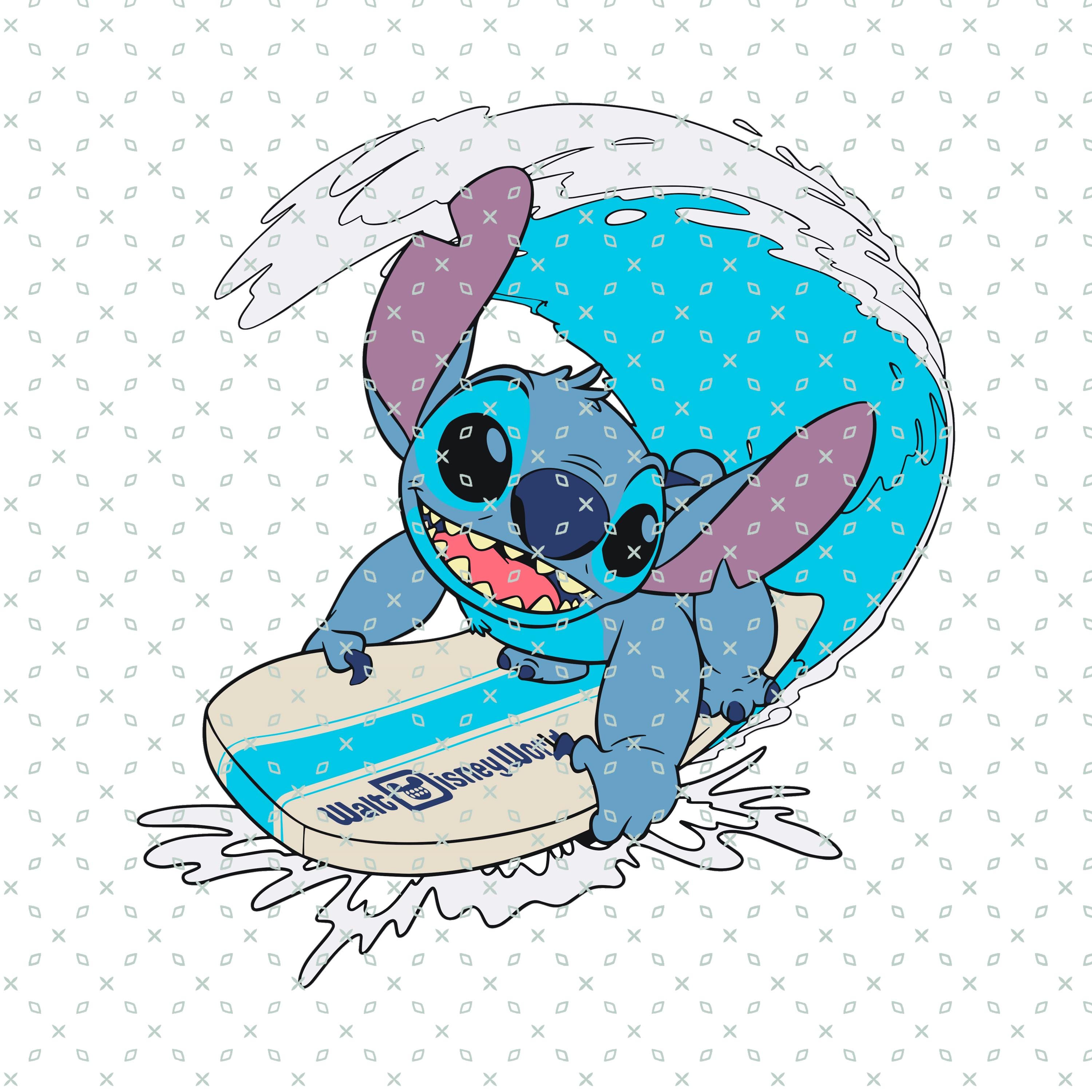 スティッチ アロハ、サーフ スティッチ PNG SVG、マジック キングダム