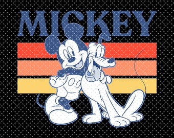 Mickey Mouse Tshirt Design, Mickey Mouse Retro Classic, Mickey and Pluto, Magic Kingdom, Family Trip, Custom Family Theme Park, Digital