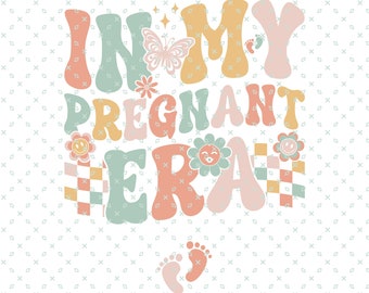 In My Pregnant Era Png, Baby Announcement Png, Pregnancy Announcement, Cute Pregnant, Mommy To Be Pregnancy, Retro Color Pregnant Era Png