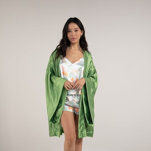 Satin luxurious robe. Women&#39;s pajama set. Sleepwear. Comfortable pajamas. Cozy pajamas set. Everyday pajamas. AMALY.